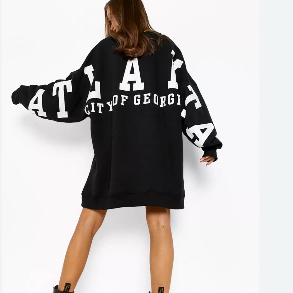 Black Oversized Atlanta Sweatshirt Dress